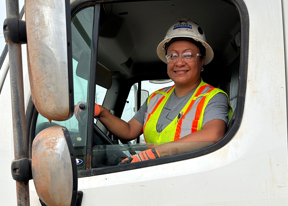 hard hat, woman in truck, women in construction, truck driver, high paying job